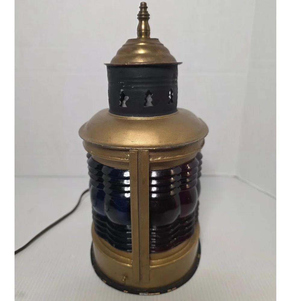 Antique Triplex Nautical‎ Bow Lantern Red Blue Fresnel 1913 Patent Electric